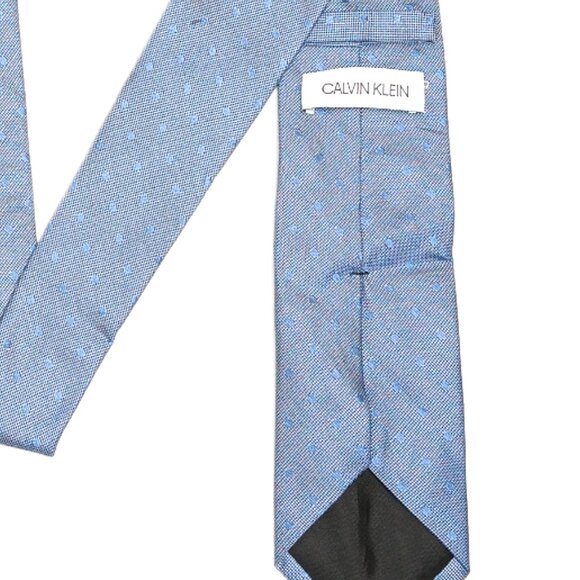Calvin Klein Silk Blend Tie Men’s 60” Blue Dot Designer Classic Tie New - Picture 4 of 4
